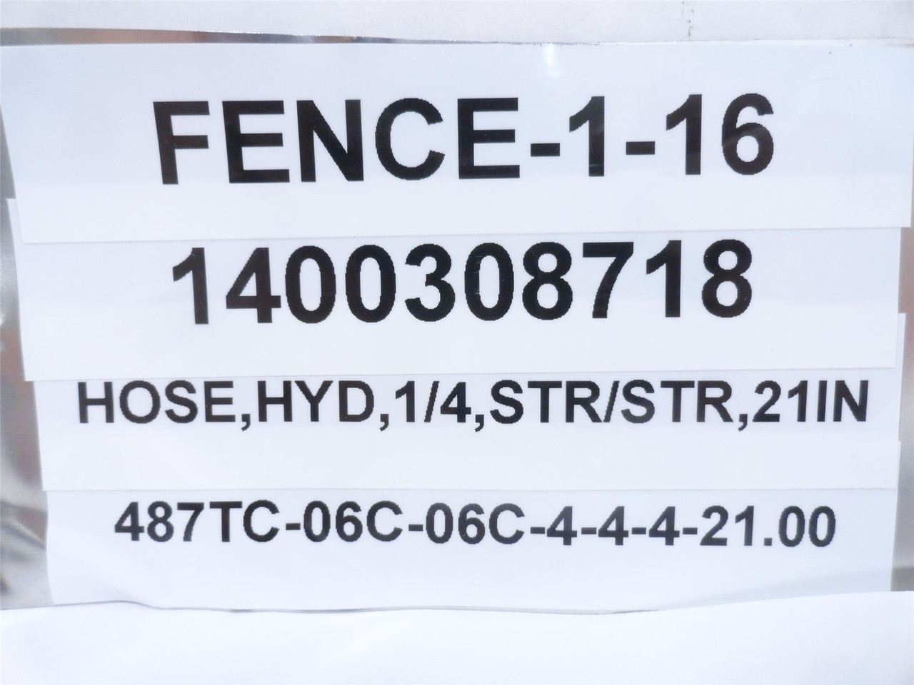 Formax 487TC-06C-06C-4-4-4-21.00; Hose Assy; 21" Long 3/16 JIC