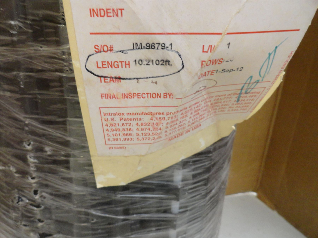 Intralox S1400-24-10; Flat Top Nylon Belt; 24" W x 10 L