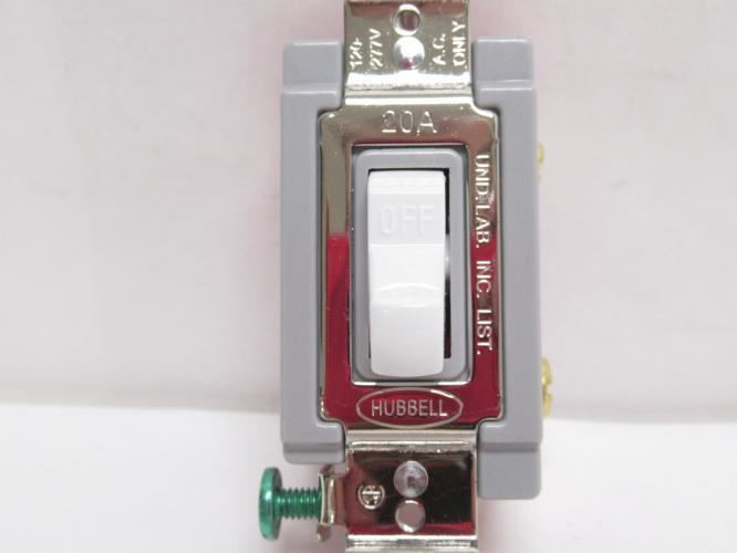 Hubbell HBL1221W; Toggle Wall Switch; 20A; 120/277VAC; 1P