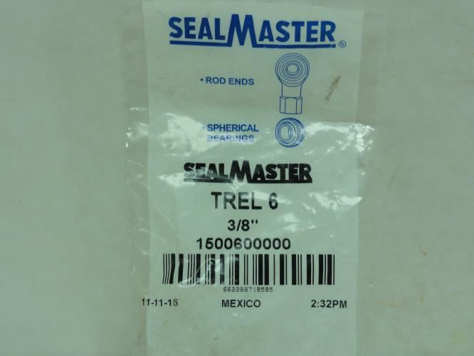 Sealmaster TREL 6; Rod End Bearing; 3/8"ID; 3/8-24 Threads; LH