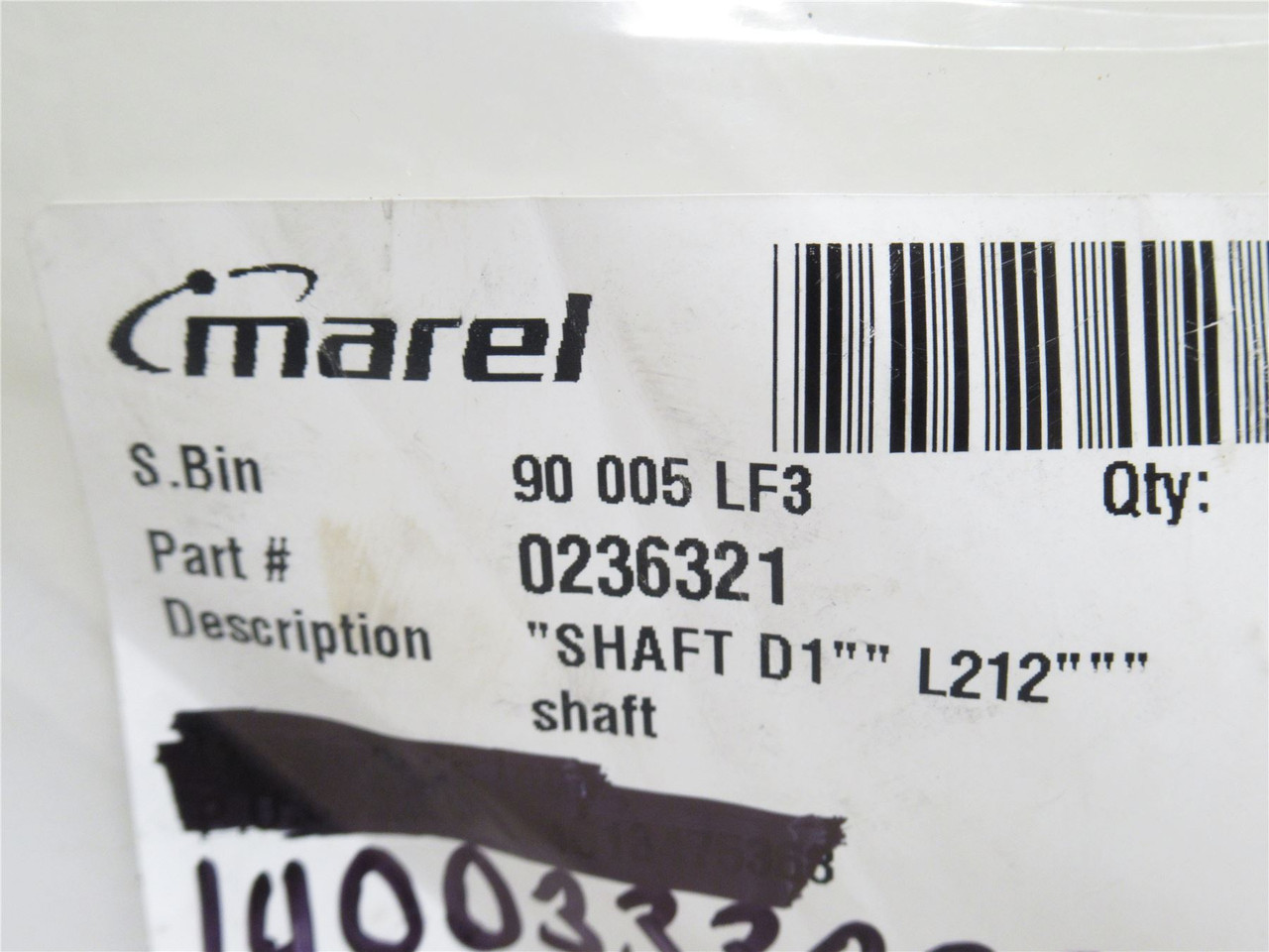 Marel 236321; Keyed Shaft; SS; 1/2"OD x 8-1/4" Long