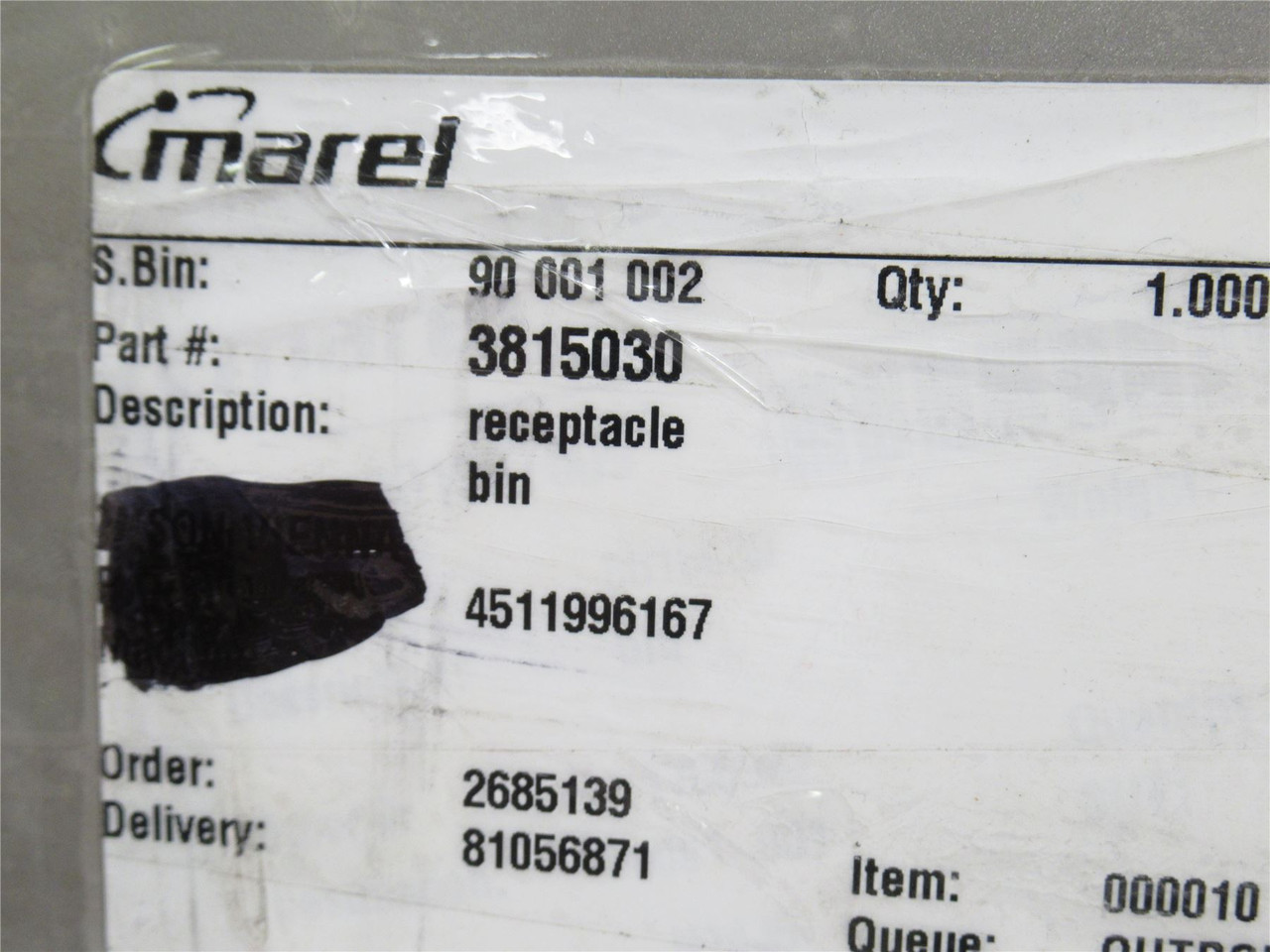 Marel 3815030; Receptacle Bin; SS