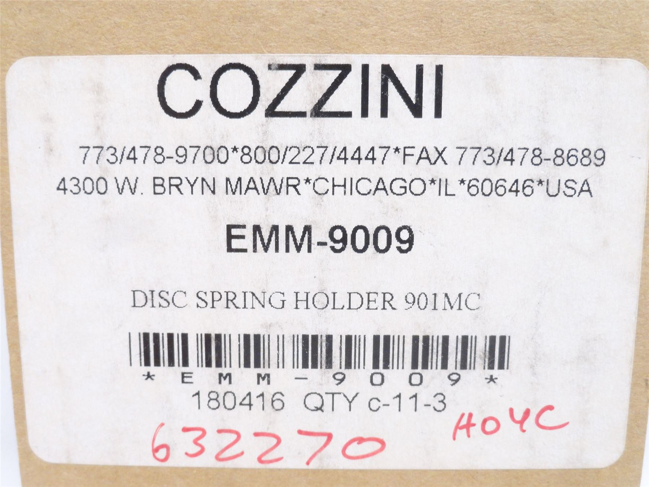 Cozzini EMM-9009; Disc Spring Holder 901MC; SS