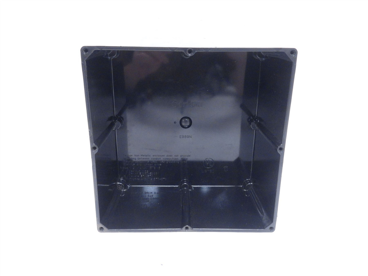 Carlon E989N; Black Plastic Junction Box; 8" x 8" x 4"