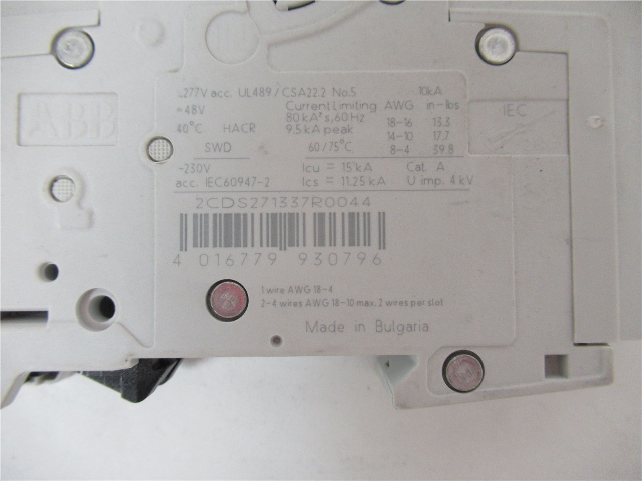 ABB SU201MC4A; Miniature Circuit Breaker 4A 1P