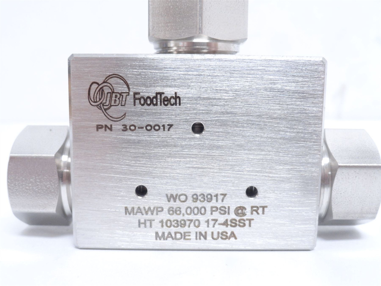 JBT 30-0017; High Pressure Needle Valve; SS; 66K PSI; 3/8"