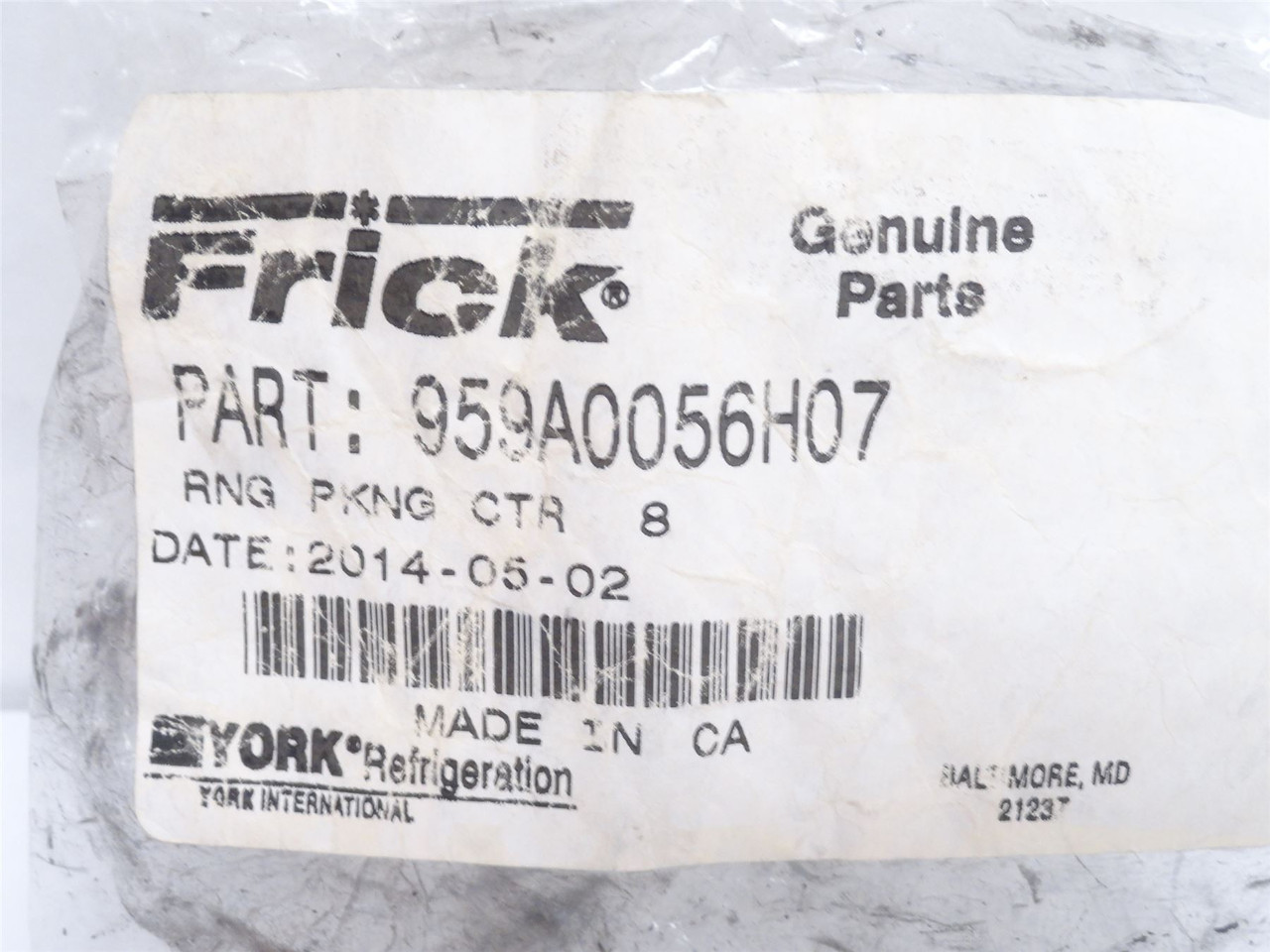 Frick 959A0056H07; Packing Ring; Center