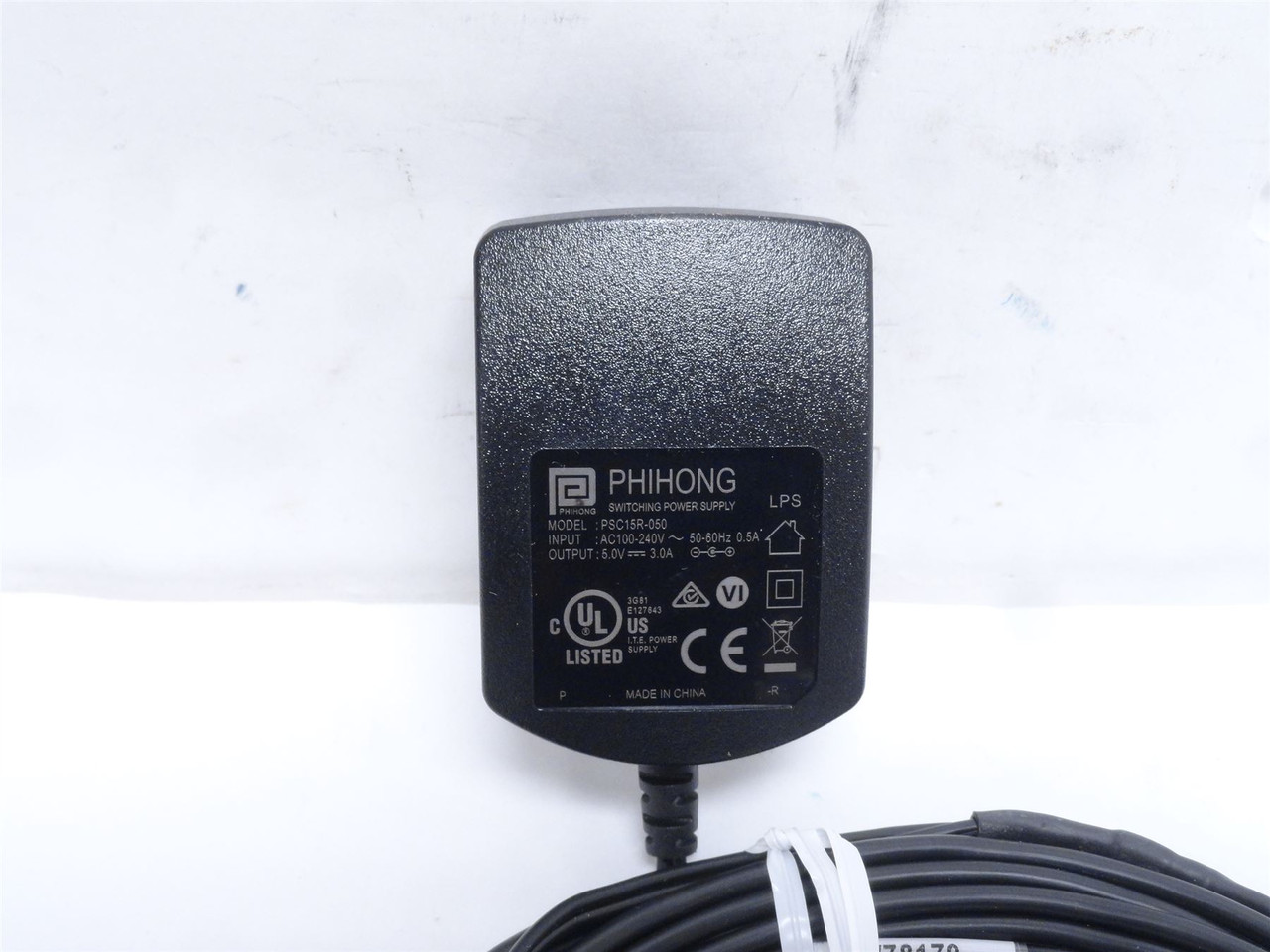 Phihong PSC15R-050; Wall Mount AC Adapter 100-240VAC In
