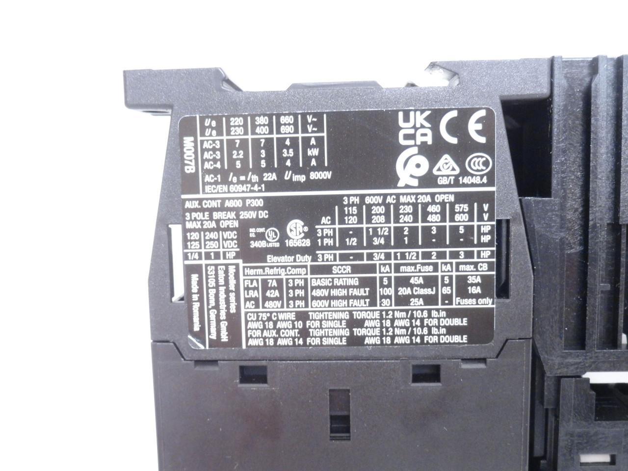 Eaton XTSCP63BBTD; Manual Motor Controller 0.4-0.63A 3P; 600V