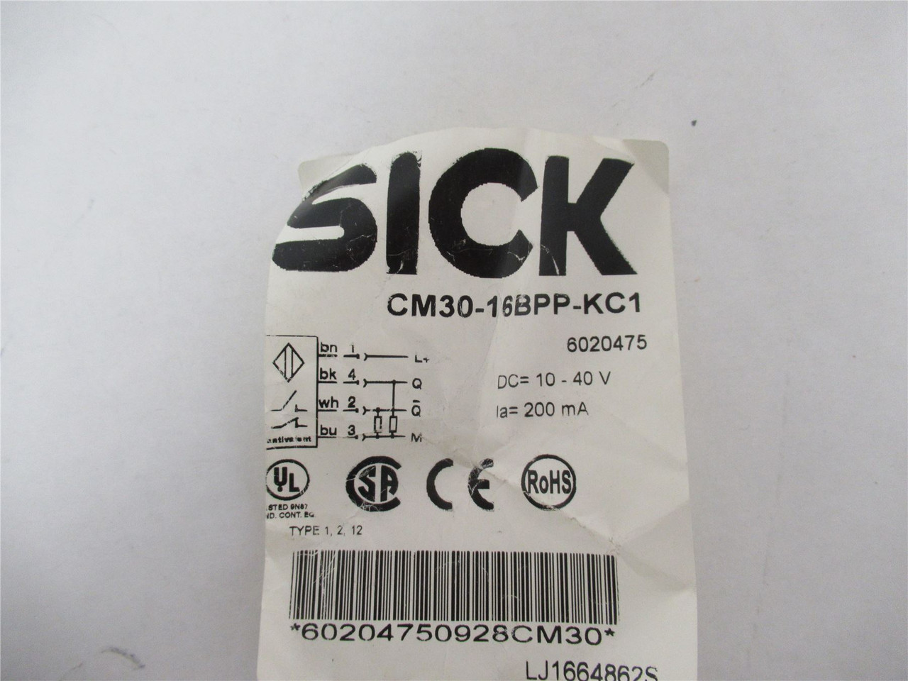 SICK CM30-16BPP-KC1; Proximity Sensor  2-16MM Range PNP NO