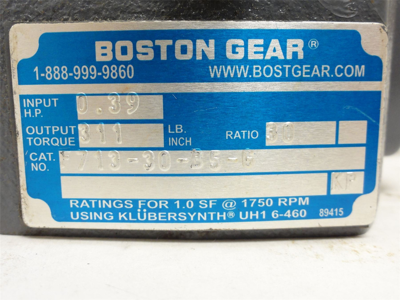 Boston Gear F713-30-B5-G; Gear Speed Reducer; RA; 30:1 Ratio