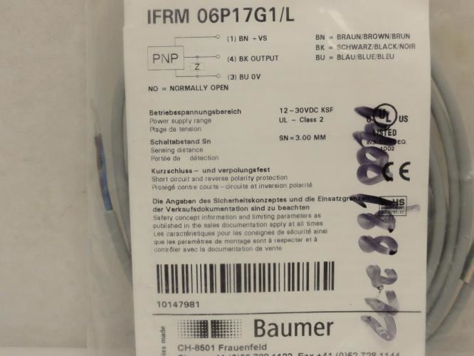 Baumer IFRM 06P17G1/L; Inductive Proximity Sensor; 12-30VDC