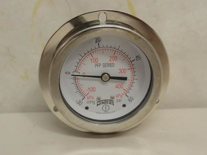 Winters PFP872-DRY-25UC-25FF; Pressure Gauge; SS; -30~60Psi