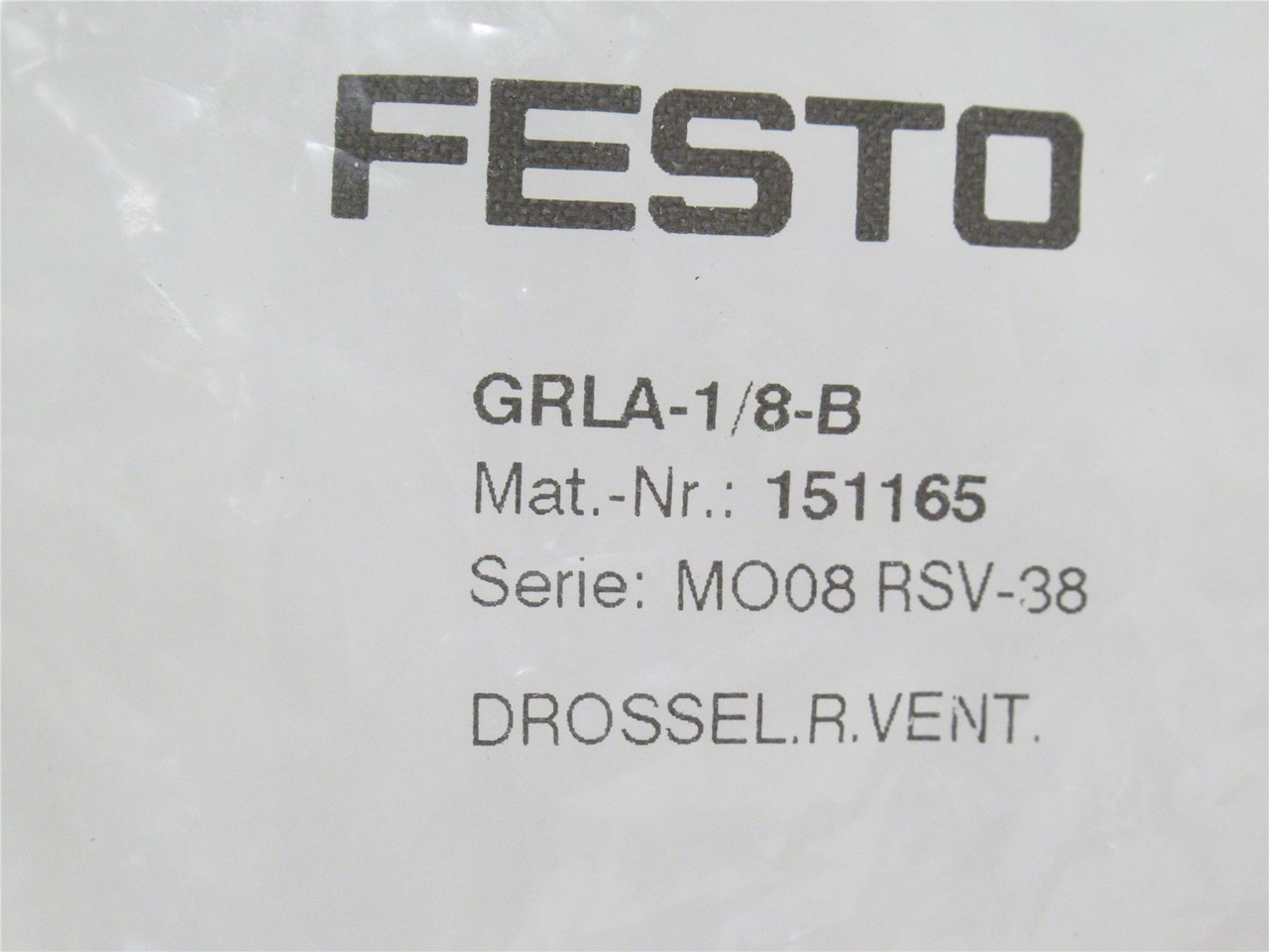 Festo GRLA-1/8-B; Flow Control Valve; One Way; 1/8NPT; 10BAR