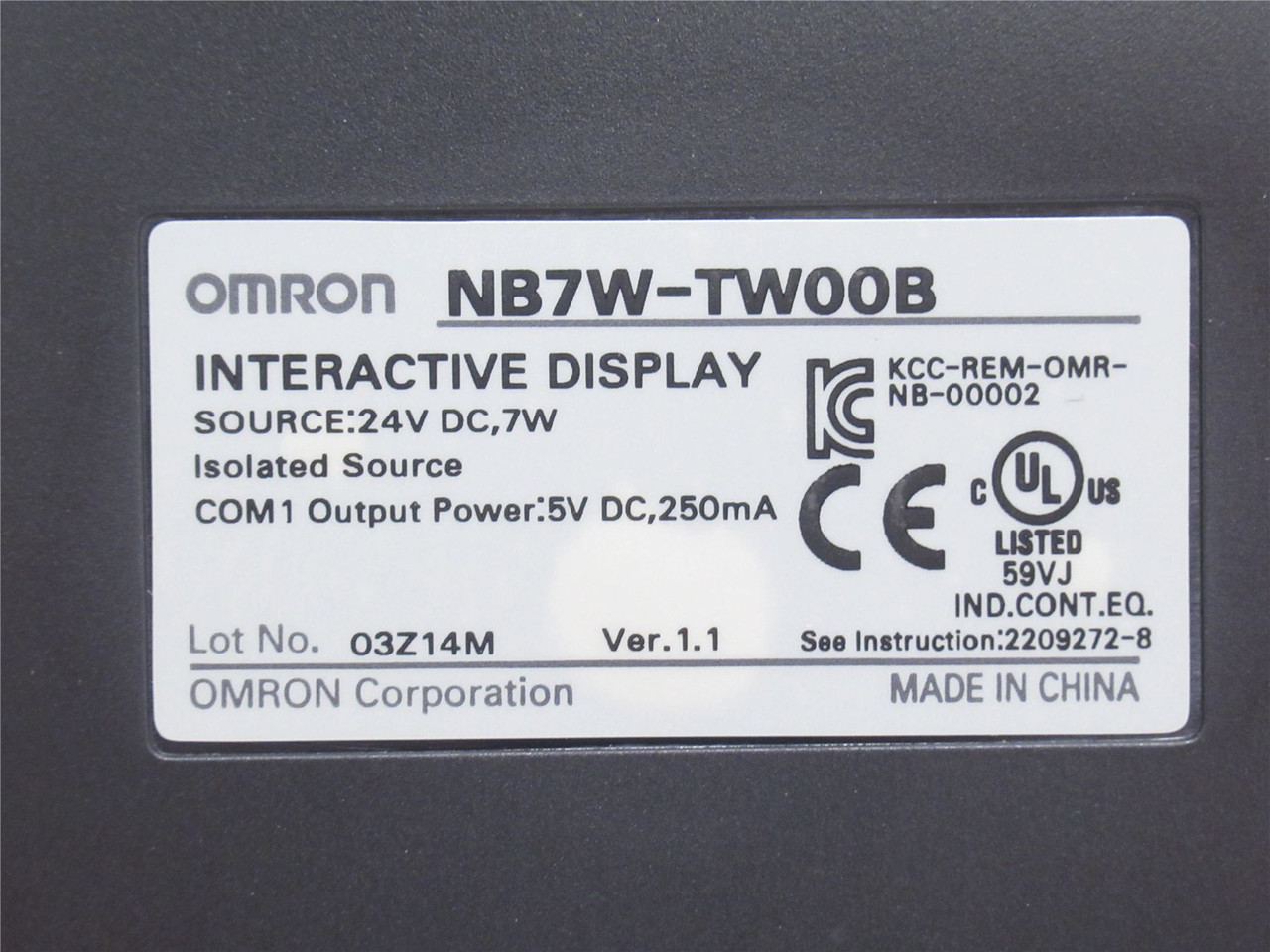 Omron NB7W-TW00B; HMI Touchscreen Display; 7" Screen; 24VDC