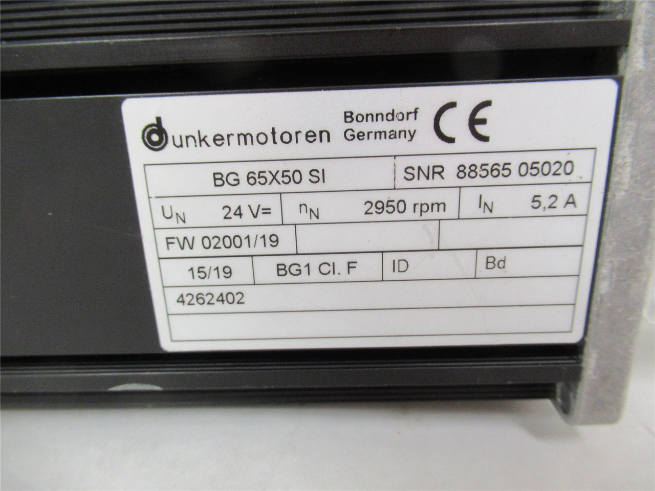 Dunkermotoren BG65X50SI; DC Motor 24V 2950rpm 5.2A Balanced