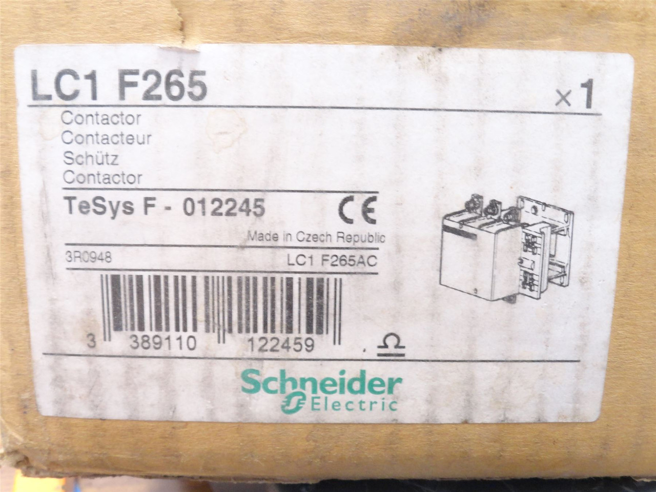 Schneider LC1-F265; Contactor Body; No Coil; 265A; 3P; 600VAC