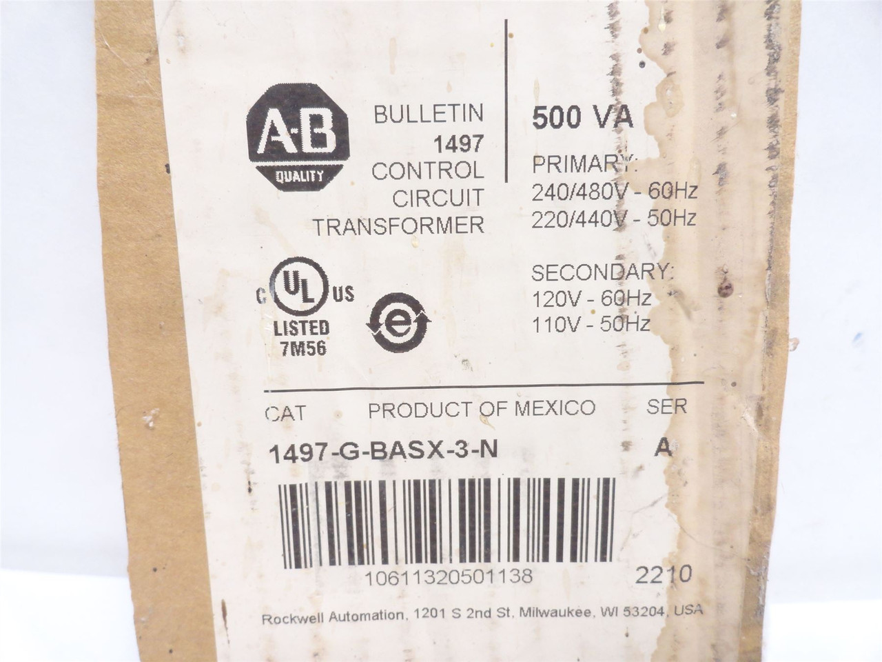 Allen-Bradley 1497-G-BASX-3-N; Transformer 500vA; 240/480VAC