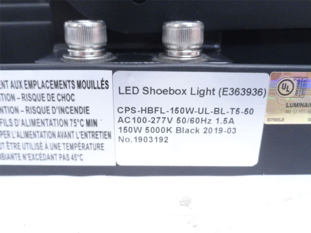 Luminaire CPS-HBFL-150W-UL-BL-T5-50; LED High Bay Flood Light
