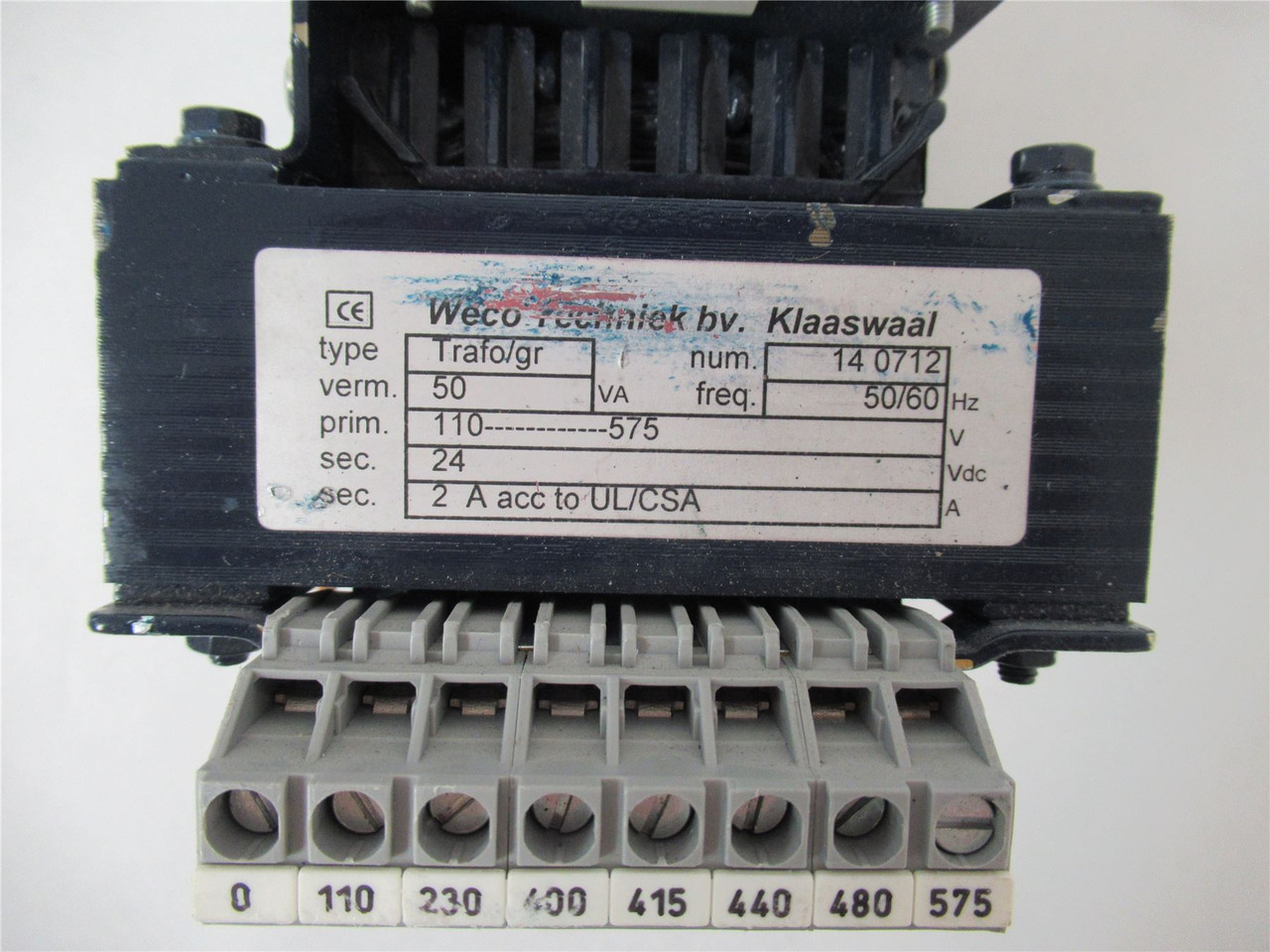 Weco Techniek 140712; Transformer 50VA; Pri-110-575V Sec-24V