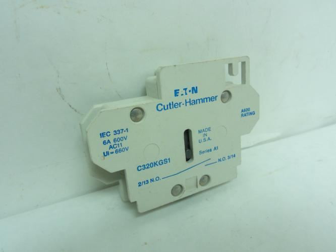 Cutler-Hammer C320KGS1; Auxiliary Contact; 6A; 600VAC