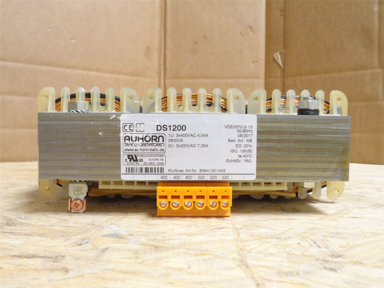 Multivac 85641301403; AUHORN Transformer md# DS1200 - 2800VA