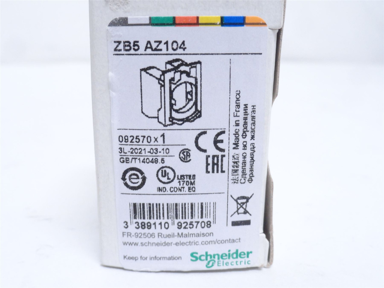 Schneider ZB5-AZ104; Switch Blocks W/Body Fixing Collar; 2-NC