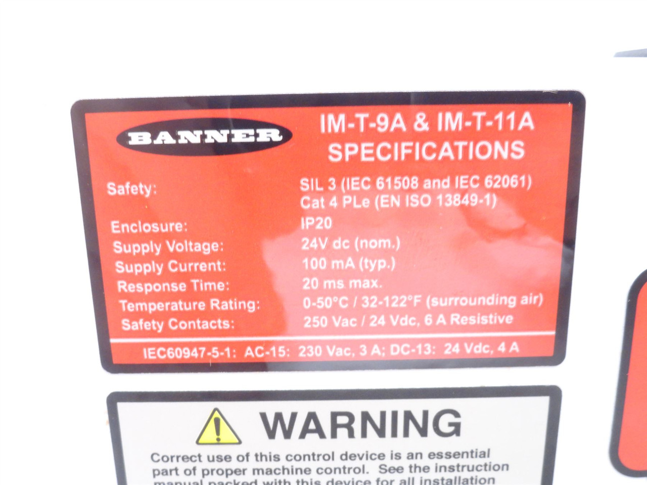 Banner IM-T-9A; Safety Relay 61425; 24VDC; 100mA; IP20