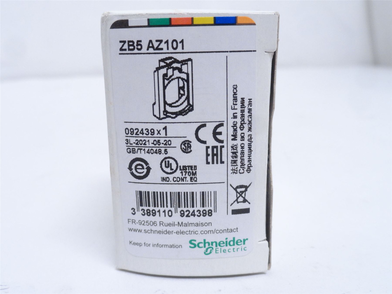 Schneider ZB5-AZ101; Light Block; W/Body Fixing Collar; 1-NO