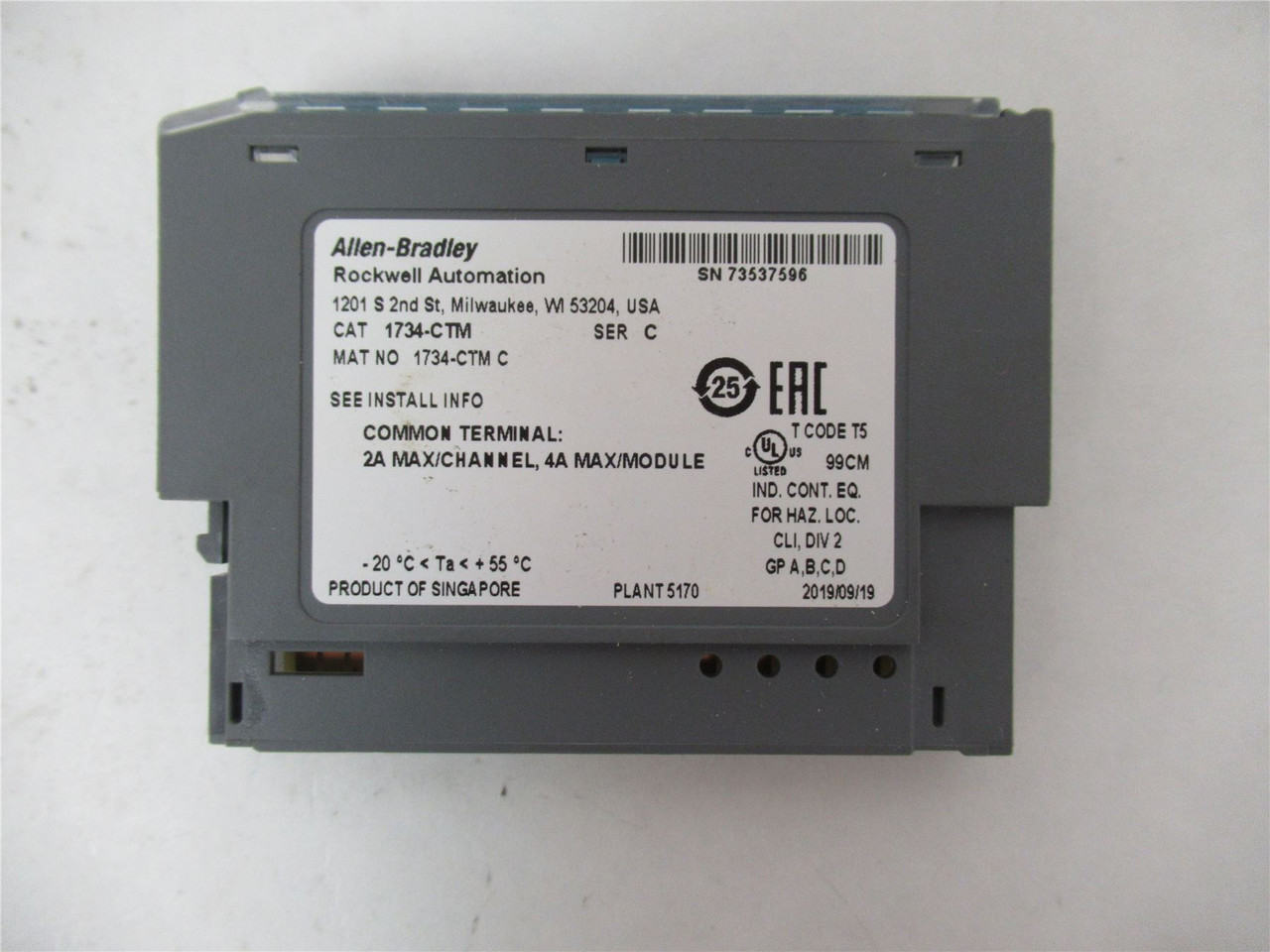 Allen-Bradley 1734-CTM;  Point I/O Terminal Module  250 Volts