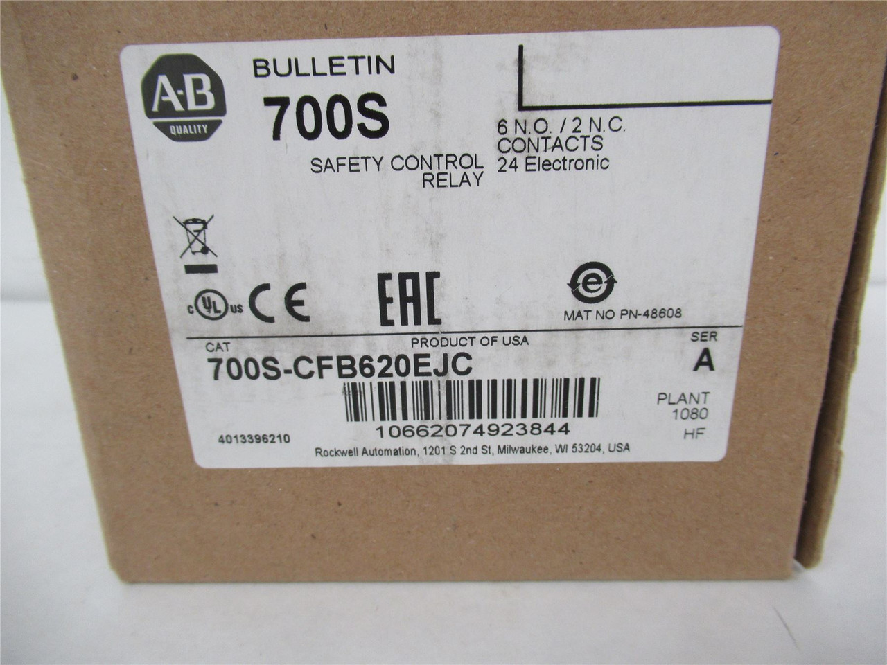 Allen-Bradley 700S-CFB620EJC; Safety ControlRelay  8 P 24 VDC