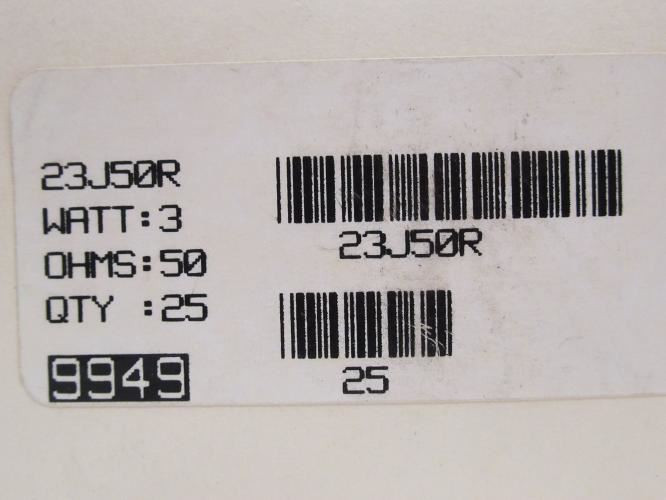 Ohmite 23J50R; Lot-25; Through Hole Resistors; 50ohm; 3W