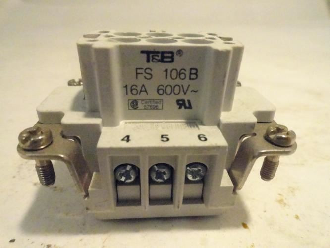 T&B FS106B; Female Insert Connector; 600V; 16A