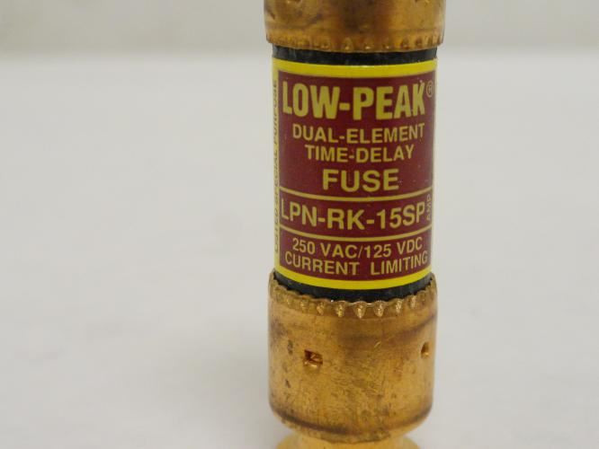 Bussmann LPN-RK-15SP; Dual Element Time Delay Fuse; 15 Amp
