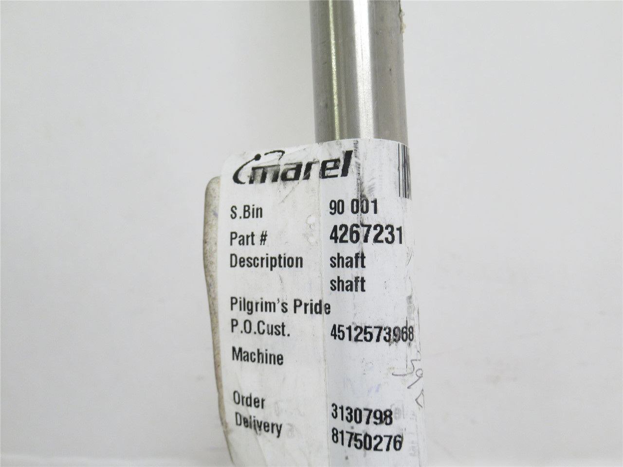 Marel 4267231; Aksel Shaft; SS; 17mmOD x 20-3/8" Face Width