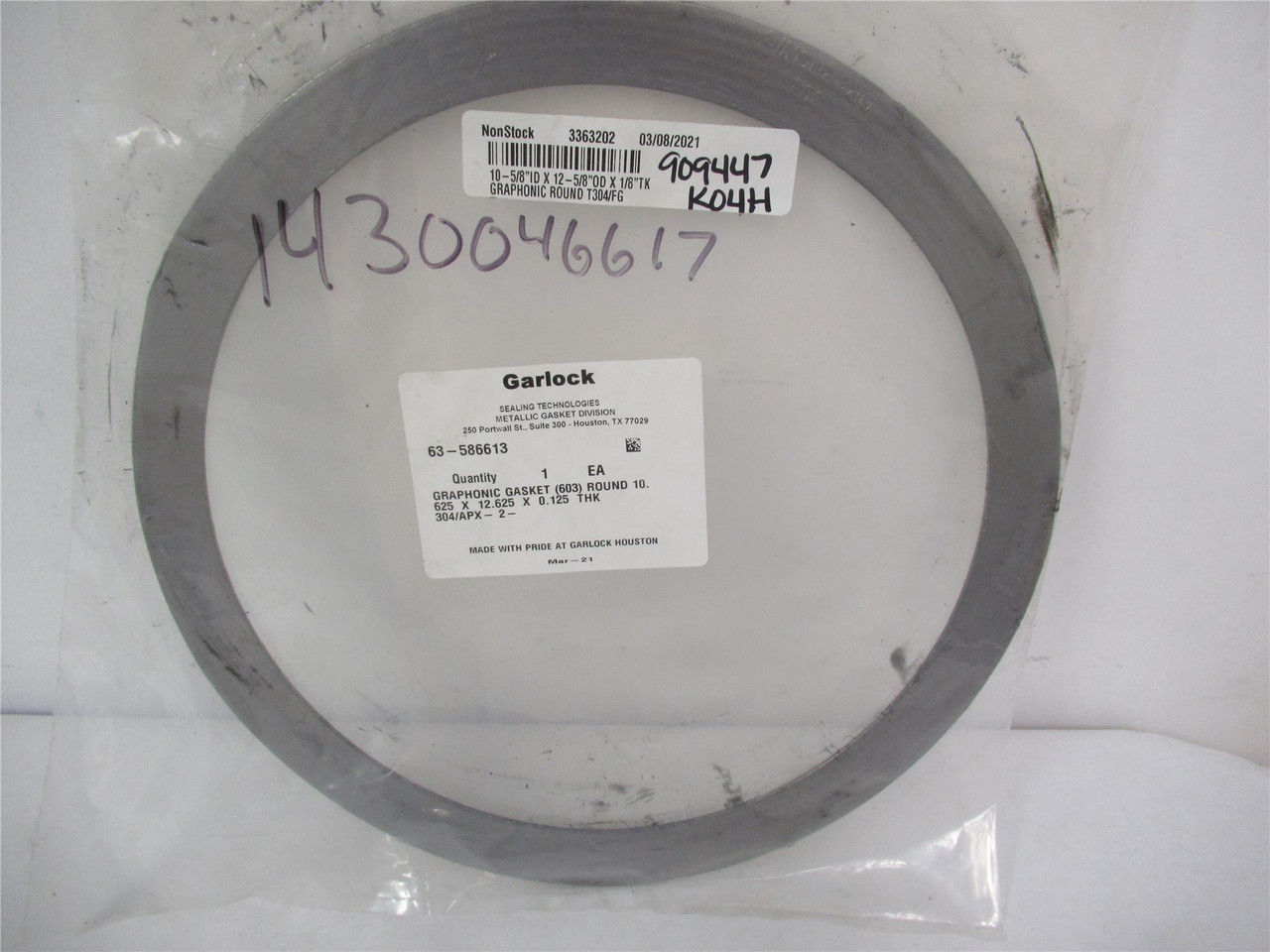 Garlock 63-586613; Graphonic Gasket(603) Round 10.625x12.625"