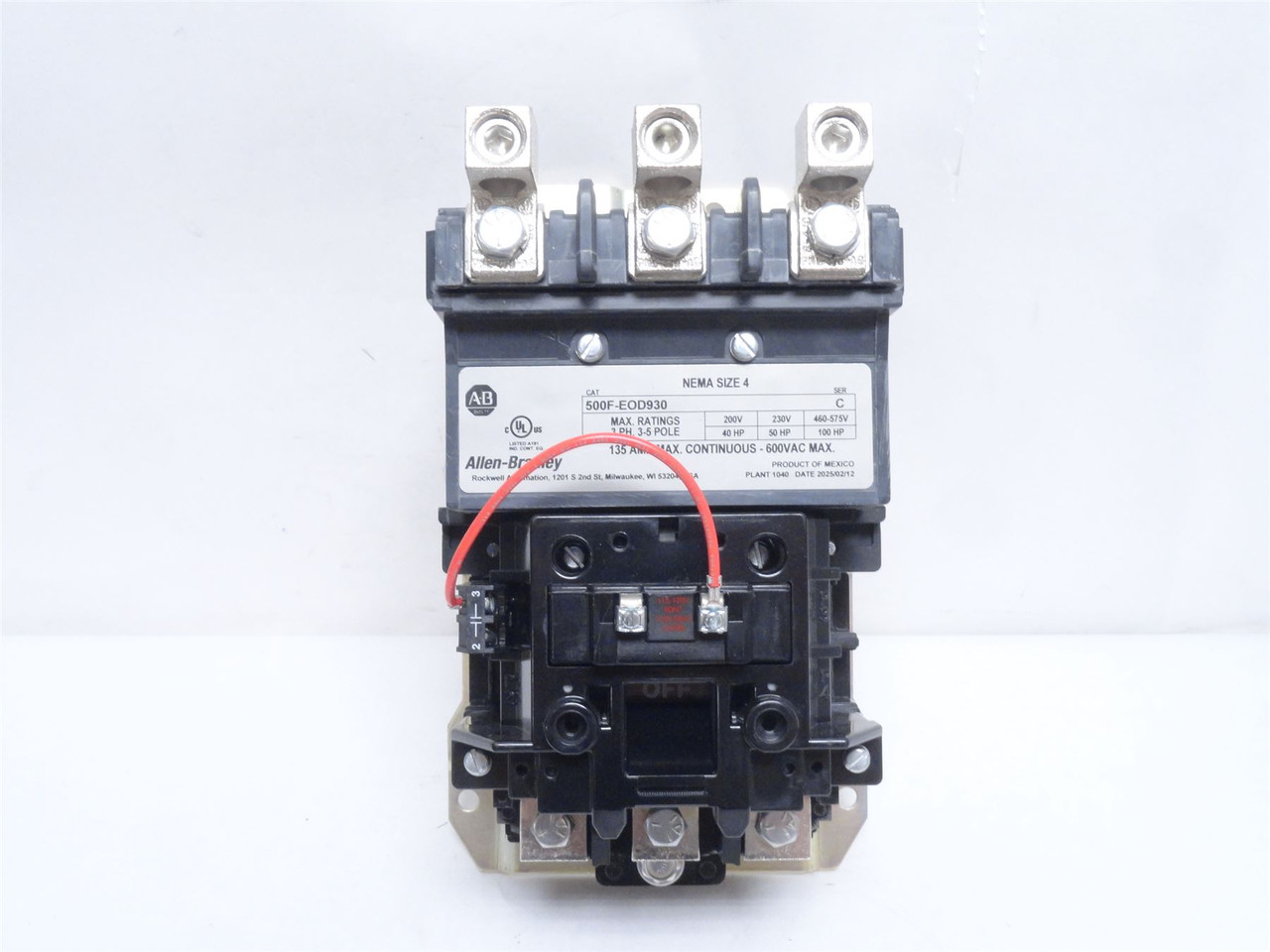 Allen-Bradley 500F-EOD930; NEMA-4 Starter 135A 460V Coil 120V