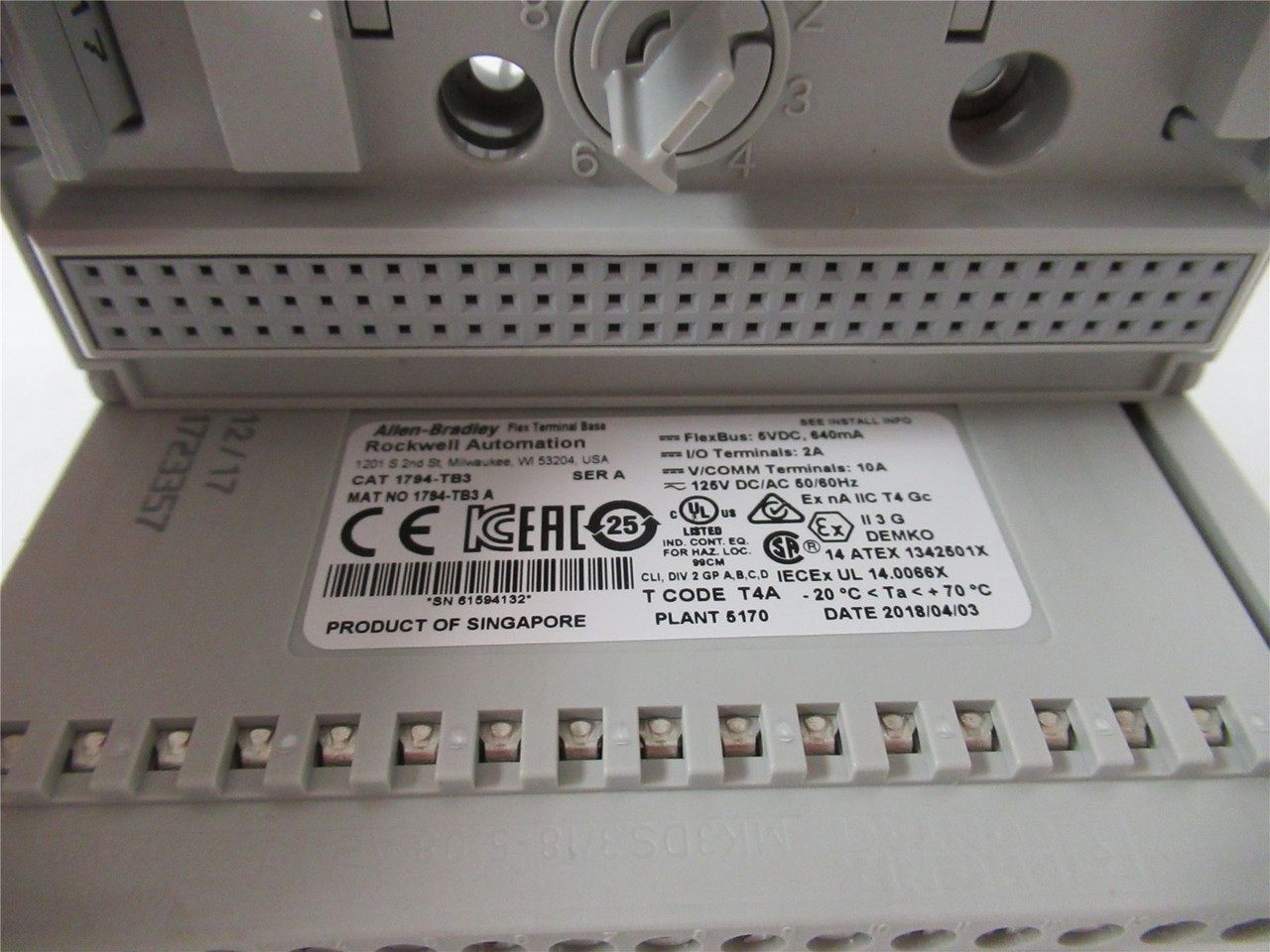 Allen-Bradley 1794-TB3; Terminal Base 10 AMP 16 I/O Terminals
