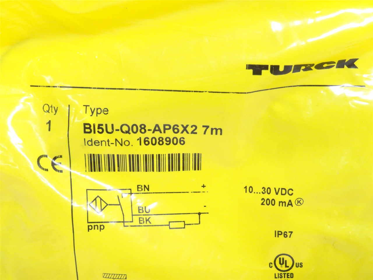 Turck BI5U-Q08-AP6X2; Prox Sensor 1608906; 10-30VDC; 7m Wire