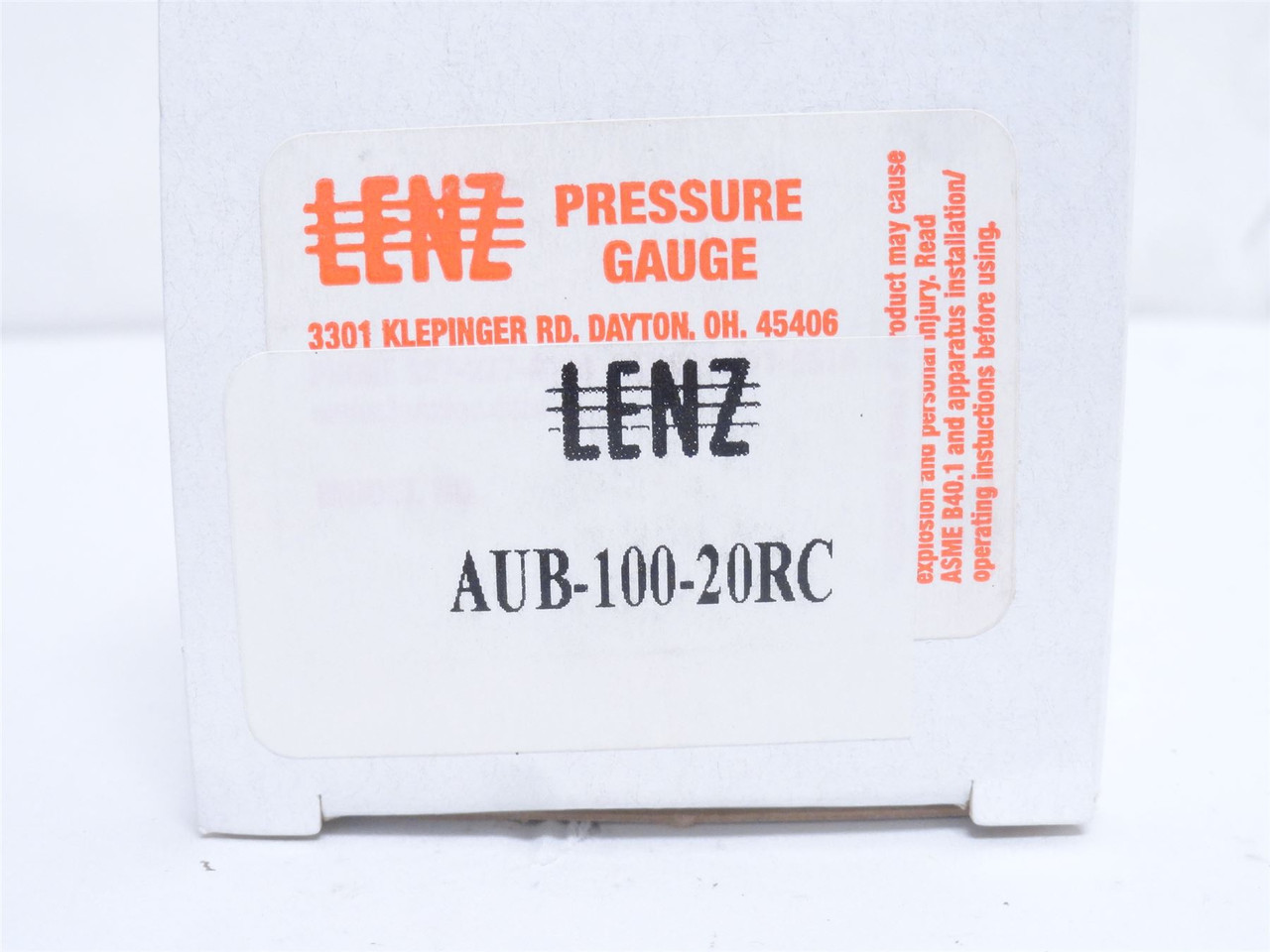 LENZ AUB-100-20RC; Liquid Filler Pressure Gauge; 0-100PSI