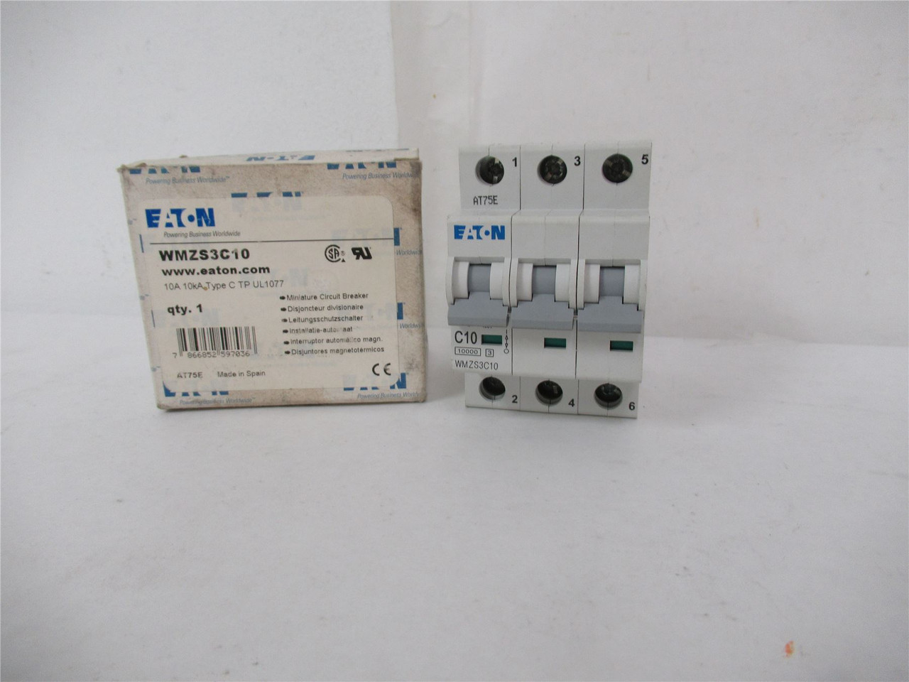 Eaton WMZS3C10; Circuit Breaker 10A 3P 480VAC 125VDC
