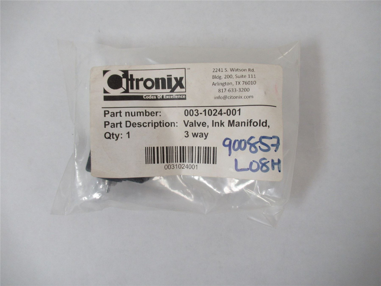Citronix 003-1024-001; Valve Ink Manifold 3 way
