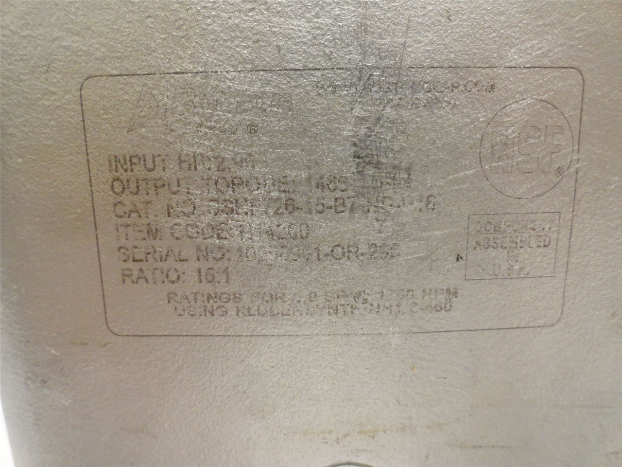 Boston Gear SSHF726-15-B7-HS-P16; Gear Reducer; SS; 15:1 Ratio