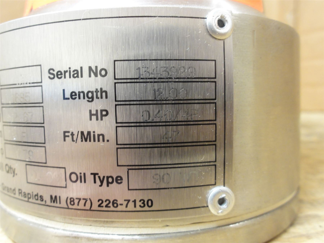 Sparks Belting 4.39; Drum Motor 12"W x4.5"OD 47ft/min 230/460