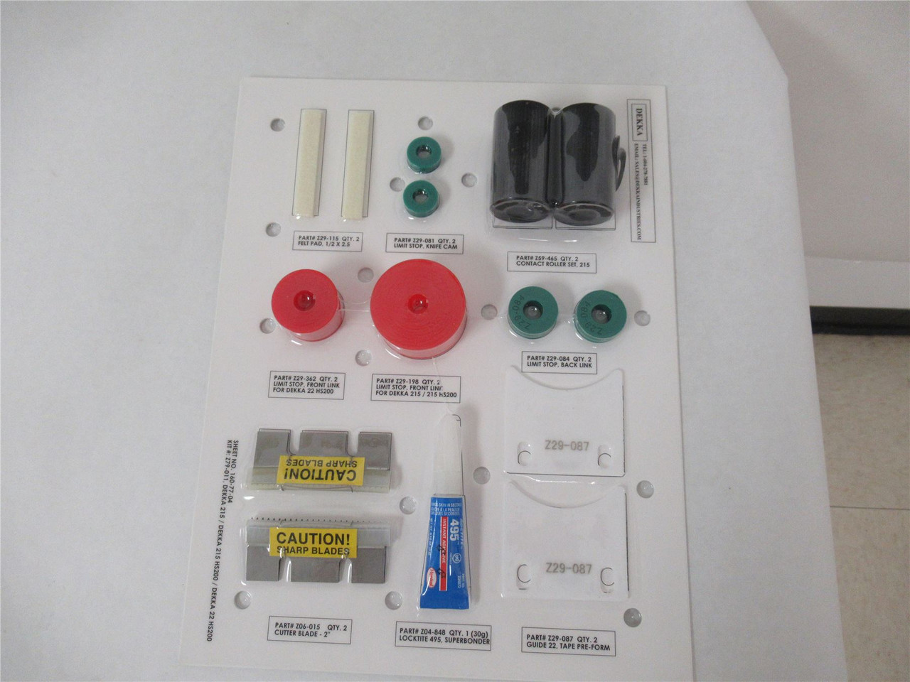 Dekka 79-011; Spare Parts Kit for Dekka 215/HS200