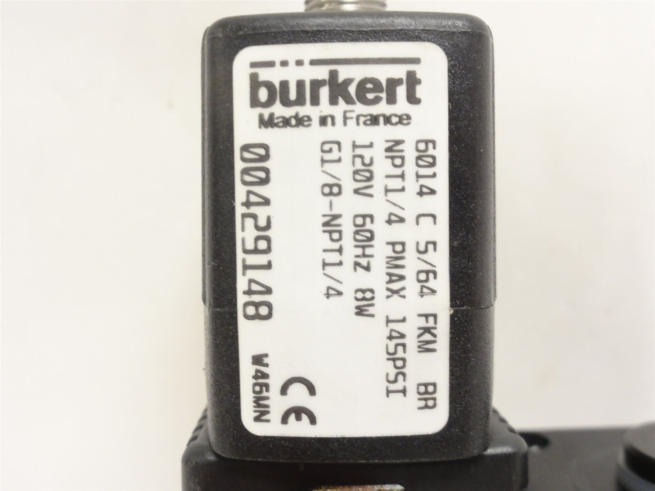 Burkert 98125968; Solenoid Air Valve; 1/2 x 1/8NPT; 120VAC