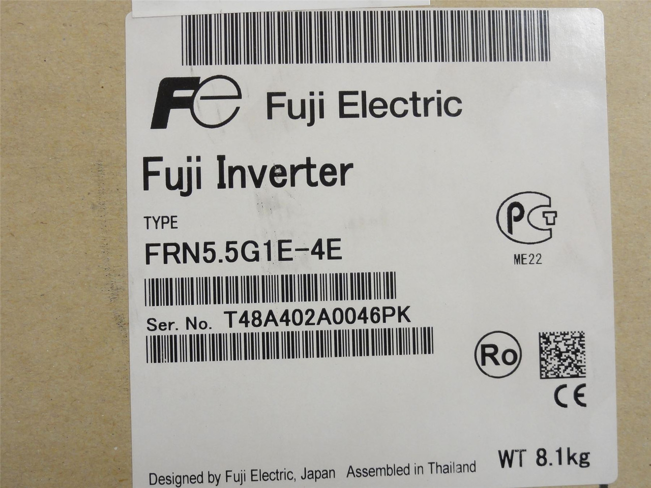 Fuji FRN5.5G1E-4E; AC Drive 7.5Kw 480VAC; 3PH; 17.3 Amps