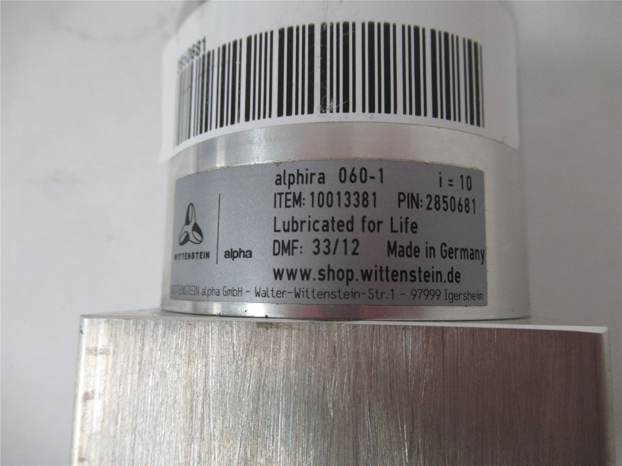 Wittenstein 10013381; Alphira Gearbox 060-1 I=10 1