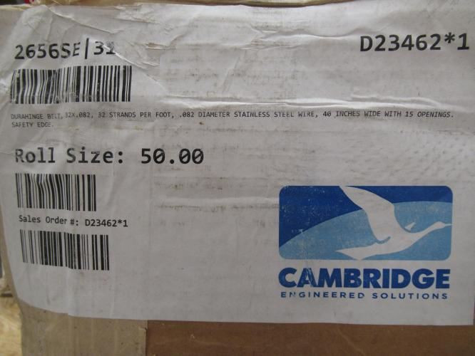 Cambridge D23462; Durahinge Belt; SS; 40" Wide; 50' Long