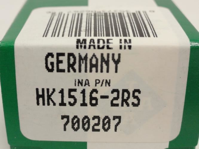 INA HK1516.2RS; Drawn Cup Needle Roller Bearing 15 ID x 21mm OD
